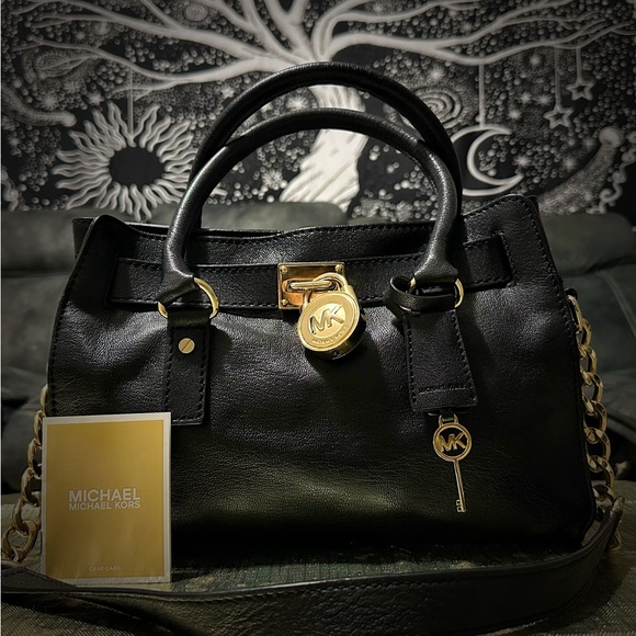 Michael Kors Black and Gold Satchel with Structured Design - Picture 7 of 17